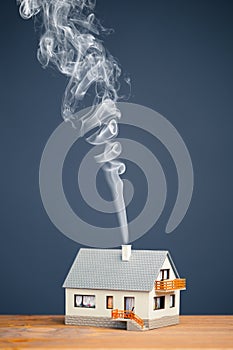 Classic house with smoke trail