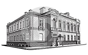 Classic house in the style of engraving