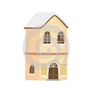Classic house winter snow facade icon