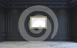 A classic interior is in dark tones. 3d rendering.