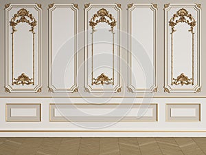 Classic interior wall with mouldings