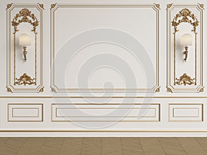 Classic interior wall with mouldings