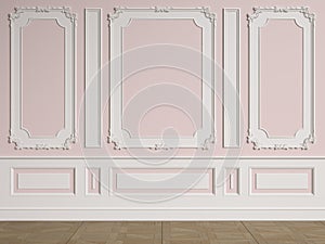 Classic interior wall with mouldings