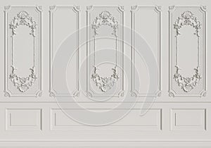 Classic interior wall with mouldings