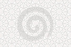 Classic Islamic seamless beige pattern vector traditional line texture with flower and leaf. Graphic illustration geometric arabic