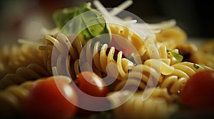 Classic Italian Food Ingredients on Wood Background