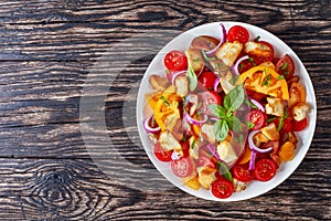 Classic italian salad panzanella on a plate