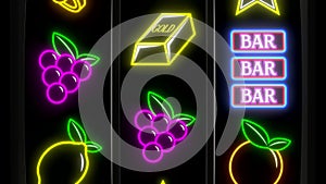 Classic jackpot slot machine in casino with winning cherry fruits