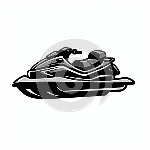 Minimalist Black And White Jet Ski Vector Illustration Clip Art photo