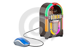 Classic jukebox with computer mouse. 3D rendering