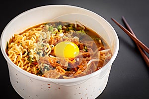 Classic Korean Ramen Bowl with Egg Yolk