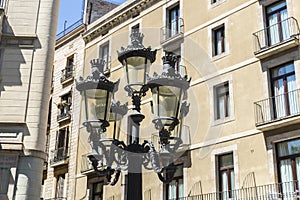 Classic lamppost in Les Rambles of Barcelona photo