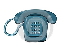 Classic land-line DMTF telephone on white vector photo