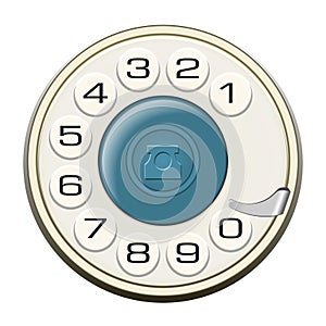 Classic land line rotary dial on white vector photo