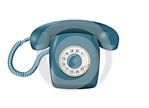 Classic land line rotary telephone on white vector photo