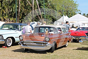 Classic American cars at a car show in Florida