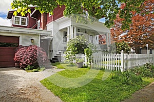 Classic large craftsman old American house exterior.