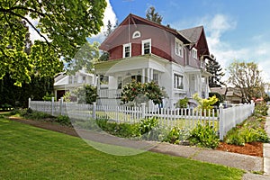 Classic large craftsman old American house exterior.