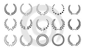 Classic laurel champion wreaths flat illustration set