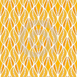 Classic Leaves Art Deco Seamless Pattern. Geometric Leaf Stylish Texture. Abstract Feather Retro Vector Texture.