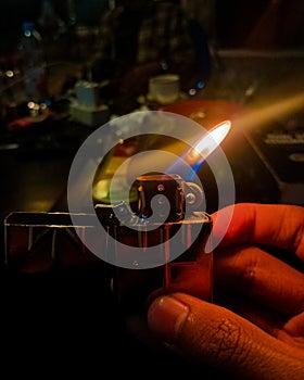 classic lighter with a small flame