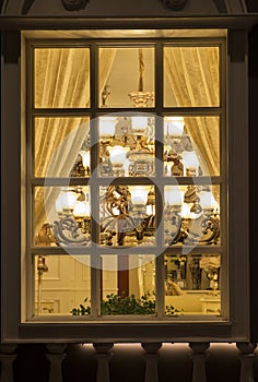 A classic lighting In a lighting shop window at night, home decoration commercial decoration house decoration christmas decorate photo