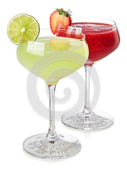 Classic lime and strawberry daiquiri cocktail