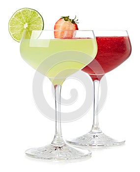 Classic lime and strawberry daiquiri cocktail