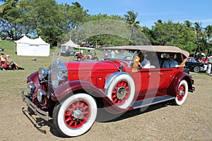 Antique american luxury car driven