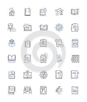 Classic literature line icons collection. Novel, Prose, Poem, Fable, Allegory, Satire, Tragedy vector and linear