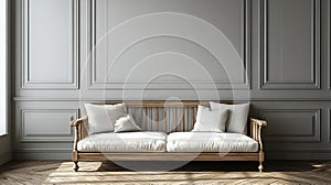 Classic living room with light sofa