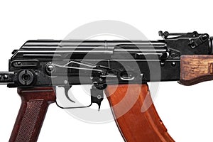Classic machinegun armed with ussr and russia  on white back