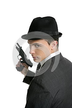 Classic mafia portrait, man with gun photo