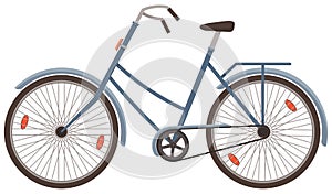 Classic man bicycle illustration isolated on white background. Women s bike eco-friendly transport