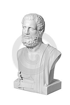 Marble statue of a man on a white background