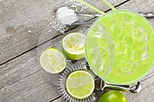 Classic margarita cocktail with salty rim