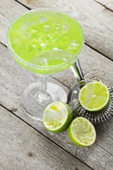 Classic margarita cocktail with salty rim