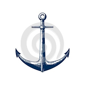 Classic marine anchor vector illustration. Nautical vessel mooring appliance, Traditional ship accessory isolated on