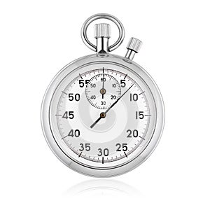 Classic mechanical analog stopwatch isolated on white