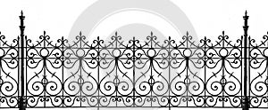 Classic Medieval Ancient Wrought Iron Fence. illustration. Iron Railing. Urban Design. Vintage Decor. Luxury Modern Architecture.