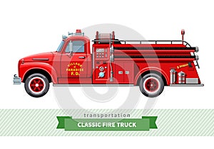 Classic medium duty fire truck side view