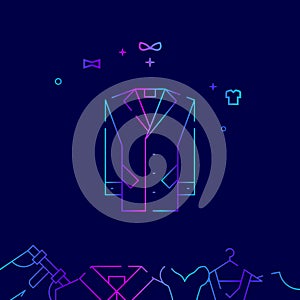 Classic Men`s Coat Vector Line Icon, Illustration on a Dark Blue Background. Related Bottom Border