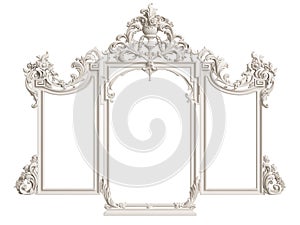 Classic mirror frame isolated on white background