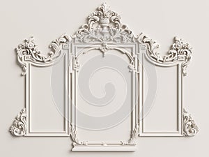 Classic mirror frame on the white wall