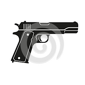 Classic 9mm pistol vector illustration. Legendary armament. photo