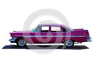 Classic model of pink vintage American car of fifties or sixties