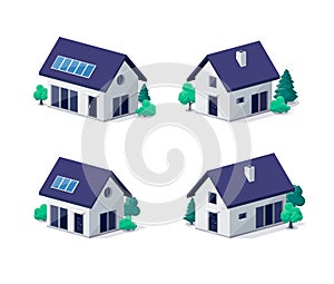 Classic modern family house village building with gable roof