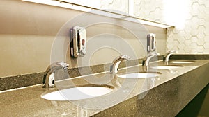 Classic modern washbasins with chrome touch water tap and soap dish
