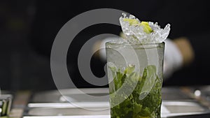 Classic Mojito Cocktail slowly moving and rotating