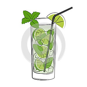 Classic Mojito Cocktail vector illustration
